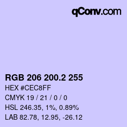 カラーコード: RGB 206 200.2 255 | qconv.com