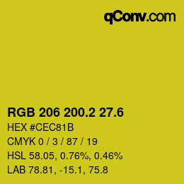 カラーコード: RGB 206 200.2 27.6 | qconv.com