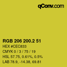 カラーコード: RGB 206 200.2 51 | qconv.com