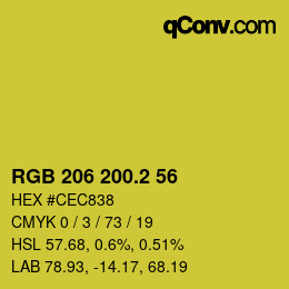 カラーコード: RGB 206 200.2 56 | qconv.com