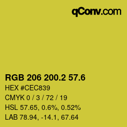 カラーコード: RGB 206 200.2 57.6 | qconv.com
