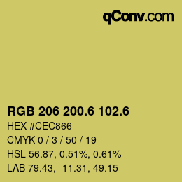 カラーコード: RGB 206 200.6 102.6 | qconv.com