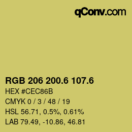 カラーコード: RGB 206 200.6 107.6 | qconv.com