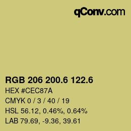 カラーコード: RGB 206 200.6 122.6 | qconv.com