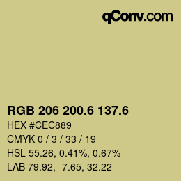 カラーコード: RGB 206 200.6 137.6 | qconv.com