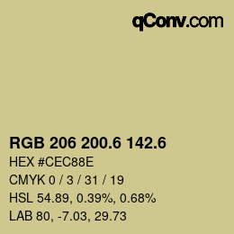 カラーコード: RGB 206 200.6 142.6 | qconv.com