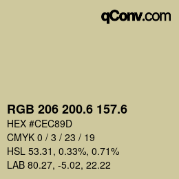 カラーコード: RGB 206 200.6 157.6 | qconv.com