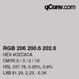 カラーコード: RGB 206 200.6 202.6 | qconv.com