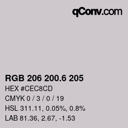 カラーコード: RGB 206 200.6 205 | qconv.com