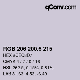 カラーコード: RGB 206 200.6 215 | qconv.com