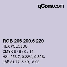 カラーコード: RGB 206 200.6 220 | qconv.com