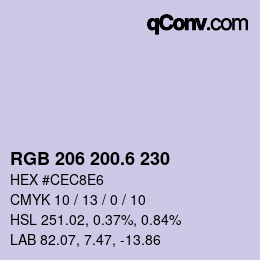 カラーコード: RGB 206 200.6 230 | qconv.com