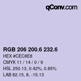 カラーコード: RGB 206 200.6 232.6 | qconv.com