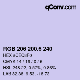 カラーコード: RGB 206 200.6 240 | qconv.com