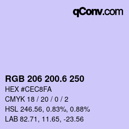 カラーコード: RGB 206 200.6 250 | qconv.com