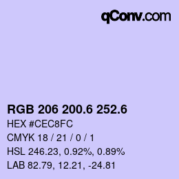 カラーコード: RGB 206 200.6 252.6 | qconv.com