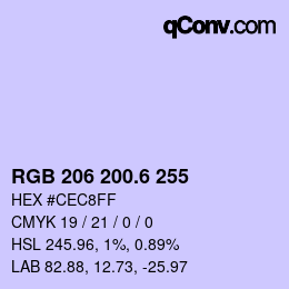カラーコード: RGB 206 200.6 255 | qconv.com