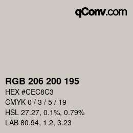 Farbcode: RGB 206 200 195 | qconv.com