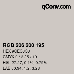 Código de color: RGB 206 200 195 | qconv.com