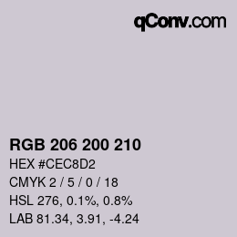 颜色代码: RGB 206 200 210 | qconv.com