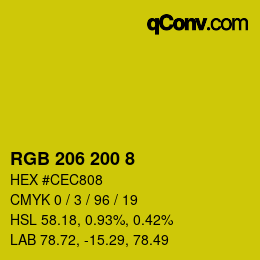 Color code: RGB 206 200 8 | qconv.com