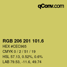 カラーコード: RGB 206 201 101.6 | qconv.com