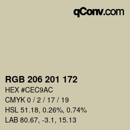 Color code: RGB 206 201 172 | qconv.com