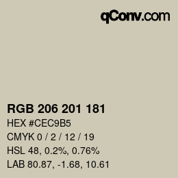 Color code: RGB 206 201 181 | qconv.com