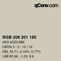 颜色代码: RGB 206 201 185 | qconv.com