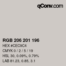 Color code: RGB 206 201 196 | qconv.com