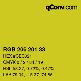 Color code: RGB 206 201 33 | qconv.com