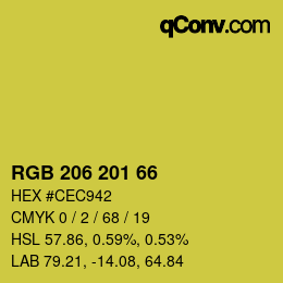 Color code: RGB 206 201 66 | qconv.com