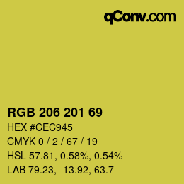 Color code: RGB 206 201 69 | qconv.com
