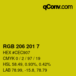 カラーコード: RGB 206 201 7 | qconv.com