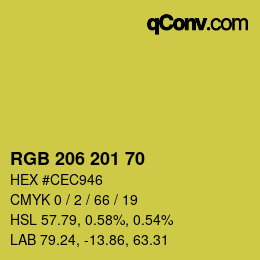 Color code: RGB 206 201 70 | qconv.com