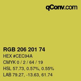 Color code: RGB 206 201 74 | qconv.com