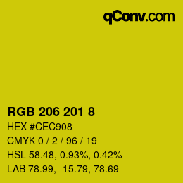 Color code: RGB 206 201 8 | qconv.com