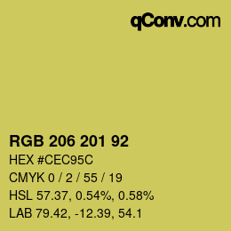 Color code: RGB 206 201 92 | qconv.com