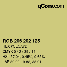 Color code: RGB 206 202 125 | qconv.com
