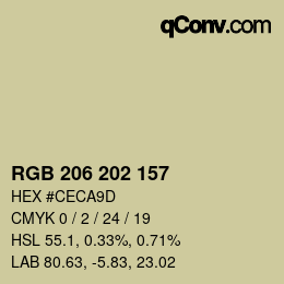 カラーコード: RGB 206 202 157 | qconv.com