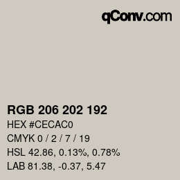 颜色代码: RGB 206 202 192 | qconv.com