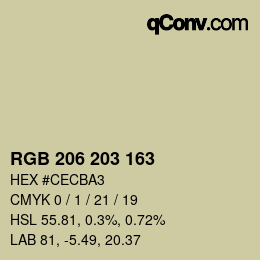 Color code: RGB 206 203 163 | qconv.com