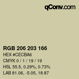 Color code: RGB 206 203 166 | qconv.com