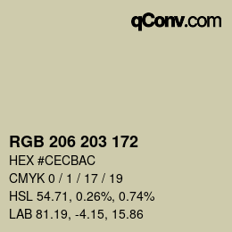 Color code: RGB 206 203 172 | qconv.com