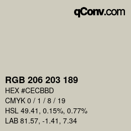 Color code: RGB 206 203 189 | qconv.com