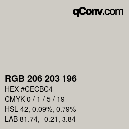 Código de color: RGB 206 203 196 | qconv.com