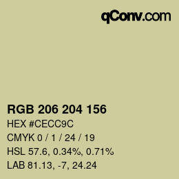 Color code: RGB 206 204 156 | qconv.com