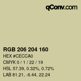 Color code: RGB 206 204 160 | qconv.com