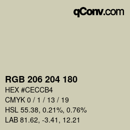 Color code: RGB 206 204 180 | qconv.com