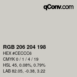 Código de color: RGB 206 204 198 | qconv.com